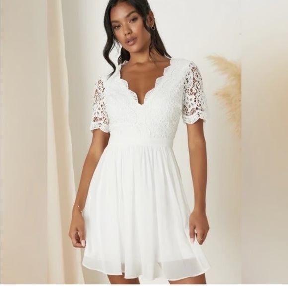 Lulu's White Lace Dress - Picture 2 of 15